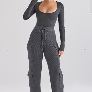 House of CB Charcoal Knitted Utility Trousers